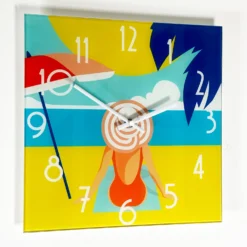 South Beach Lounging Glass Wall Clock