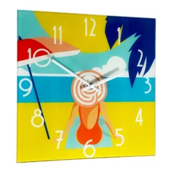South Beach Lounging Glass Wall Clock -Home Decoration IMG E1843copy