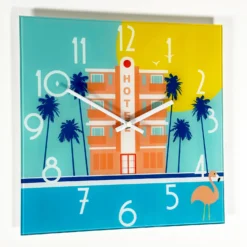 South Beach Hotel Glass Wall Clock