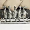 Silver Five Dancing Ducks Sculpture