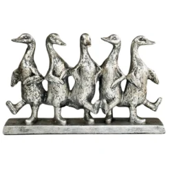 Silver Five Dancing Ducks Sculpture -Home Decoration IMG E1946copy