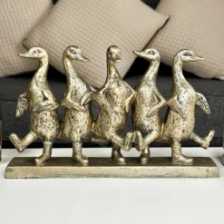 Gold Five Dancing Ducks Sculpture