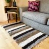 Brown Stripe Shaggy Rug