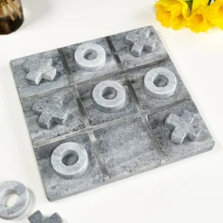 Grey Marble Tic Tac Toe Game