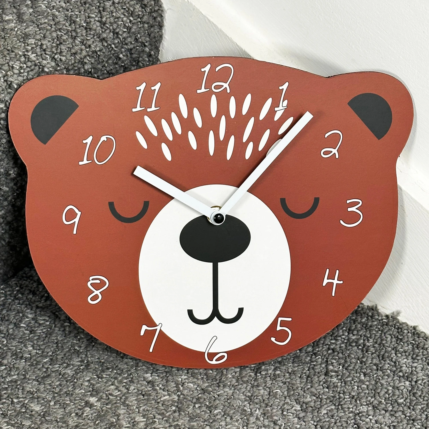 Brown Bear Head Childrens Wall Clock 1 Brown Bear Head Childrens Wall Clock