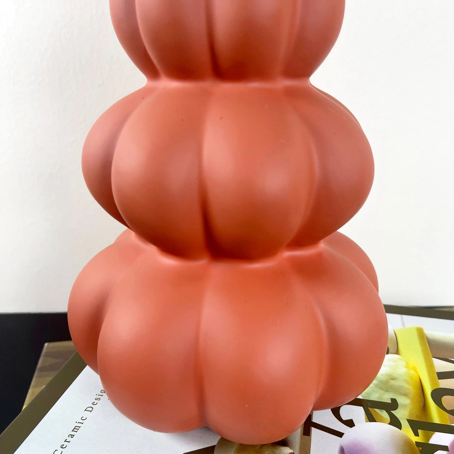 Ceramic Brown Stacked Bubble Abstract Vase 3 Ceramic Brown Stacked Bubble Abstract Vase - Image 3