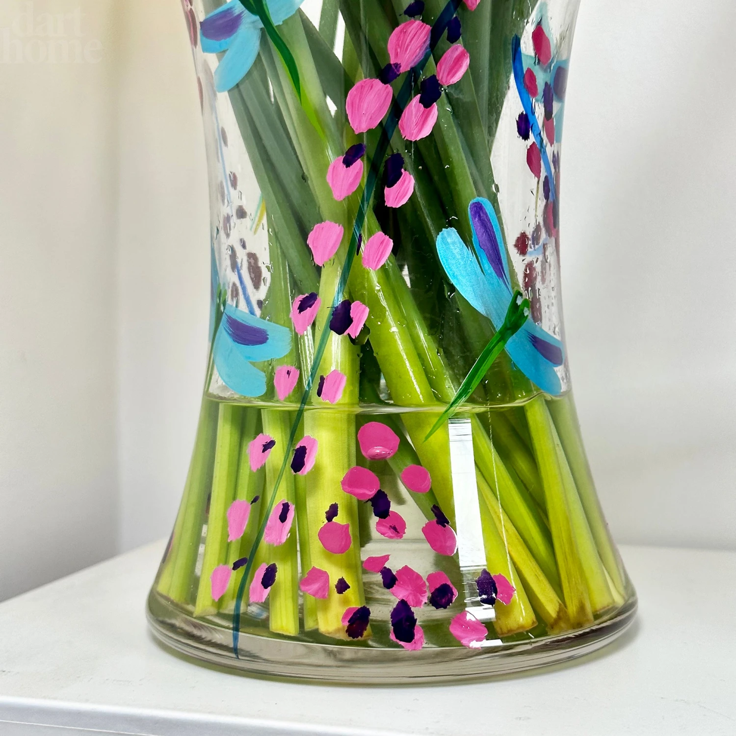 Hand Painted Glass Dragonfly Vase 2 Hand Painted Glass Dragonfly Vase - Image 2
