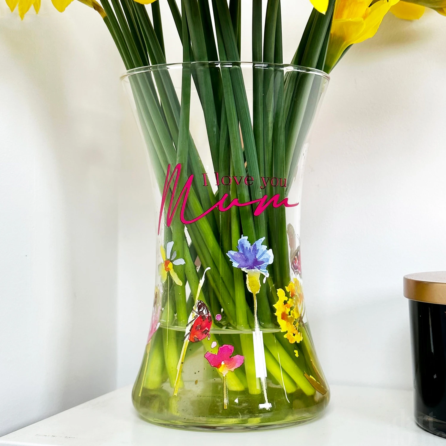 Hand Painted Glass I Love You Mum Vase 1 Hand Painted Glass I Love You Mum Vase