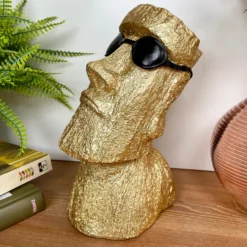 Gold Cool Easter Island Head Ornament