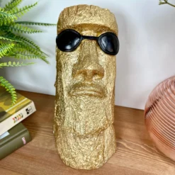 Gold Cool Easter Island Head Ornament -Home Decoration IMG E2943
