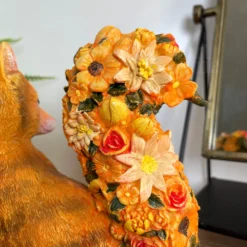 Autumn Flower Fox Ornament -Home Decoration IMG E2950