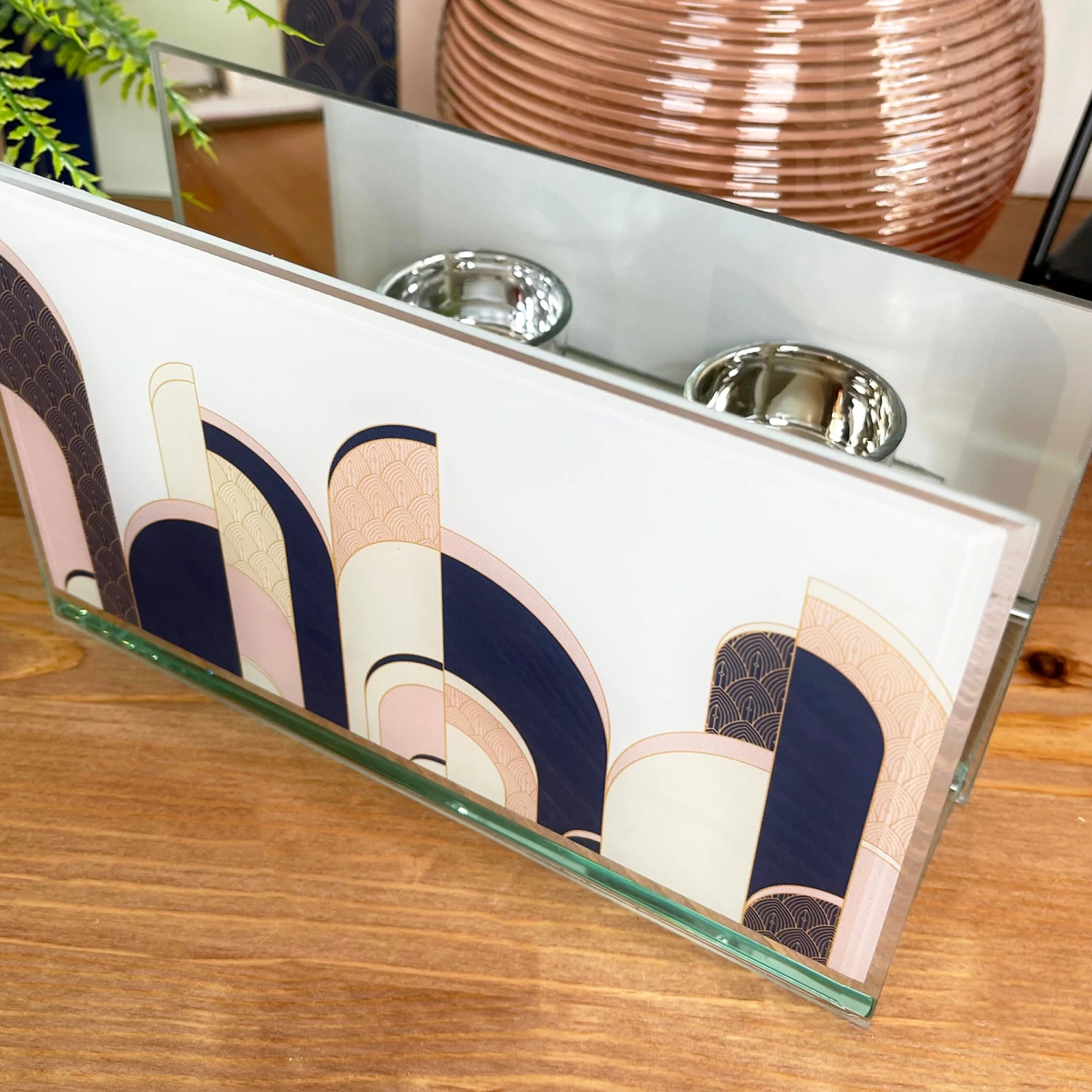 Abstract Art Deco Double Tealight Holder 2 Abstract Art Deco Double Tealight Holder - Image 2