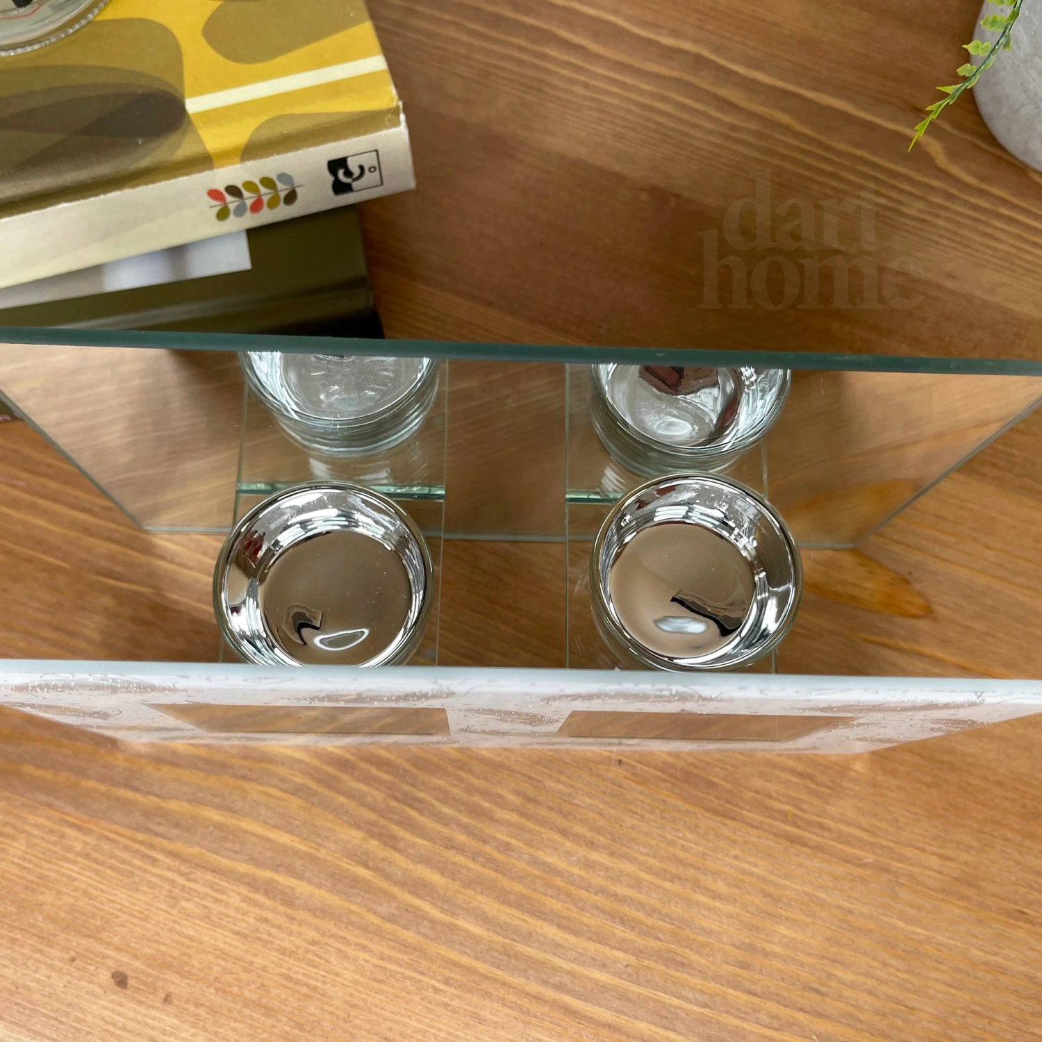 Glass Glitter Feather Double Tealight Holder 4 Glass Glitter Feather Double Tealight Holder - Image 4