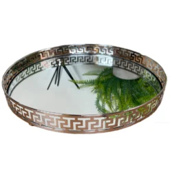 Greek Key Silver Round Mirrored Tray 31x31cm 11 Greek Key Silver Round Mirrored Tray 31x31cm -Home Decoration IMG E3054copy