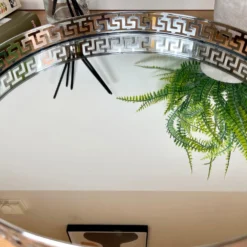 Greek Key Silver Round Mirrored Tray 31x31cm 10 Greek Key Silver Round Mirrored Tray 31x31cm -Home Decoration IMG E3060