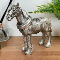Silver Shire Horse Figurine -Home Decoration IMG E3072