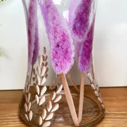 Hand Painted Glass Pink Bunnytail Vase -Home Decoration IMG E3248