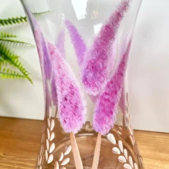 Hand Painted Glass Pink Bunnytail Vase -Home Decoration IMG E3249