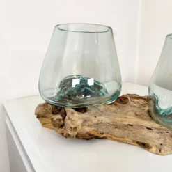 Triple Molten Glass Bowl With Tree Root Stand 7 Triple Molten Glass Bowl With Tree Root Stand -Home Decoration IMG E3429 edited75