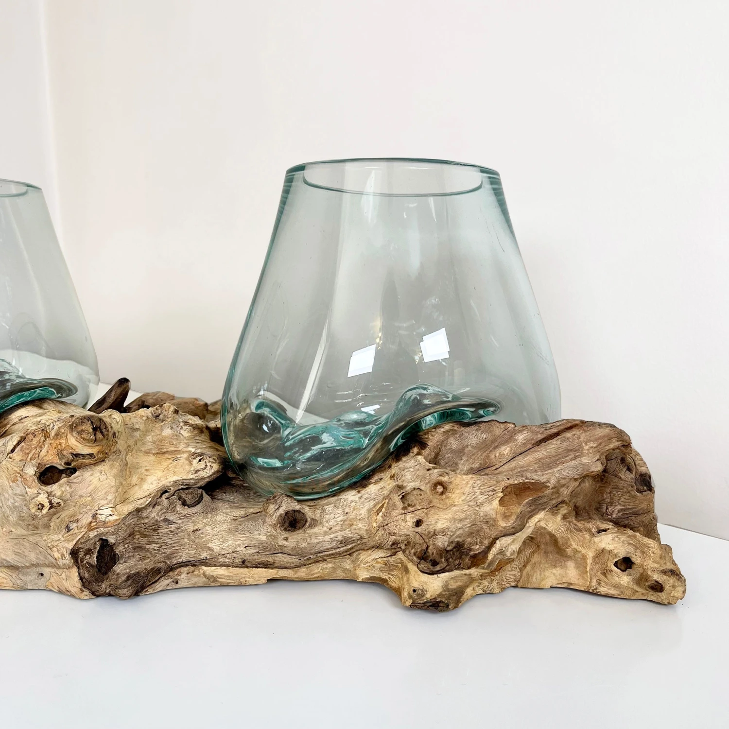 Triple Molten Glass Bowl With Tree Root Stand 4 Triple Molten Glass Bowl With Tree Root Stand - Image 4