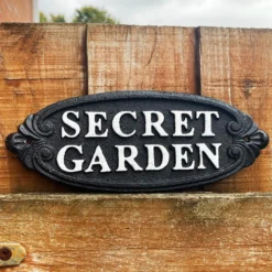 Secret Garden Black Cast Iron Sign