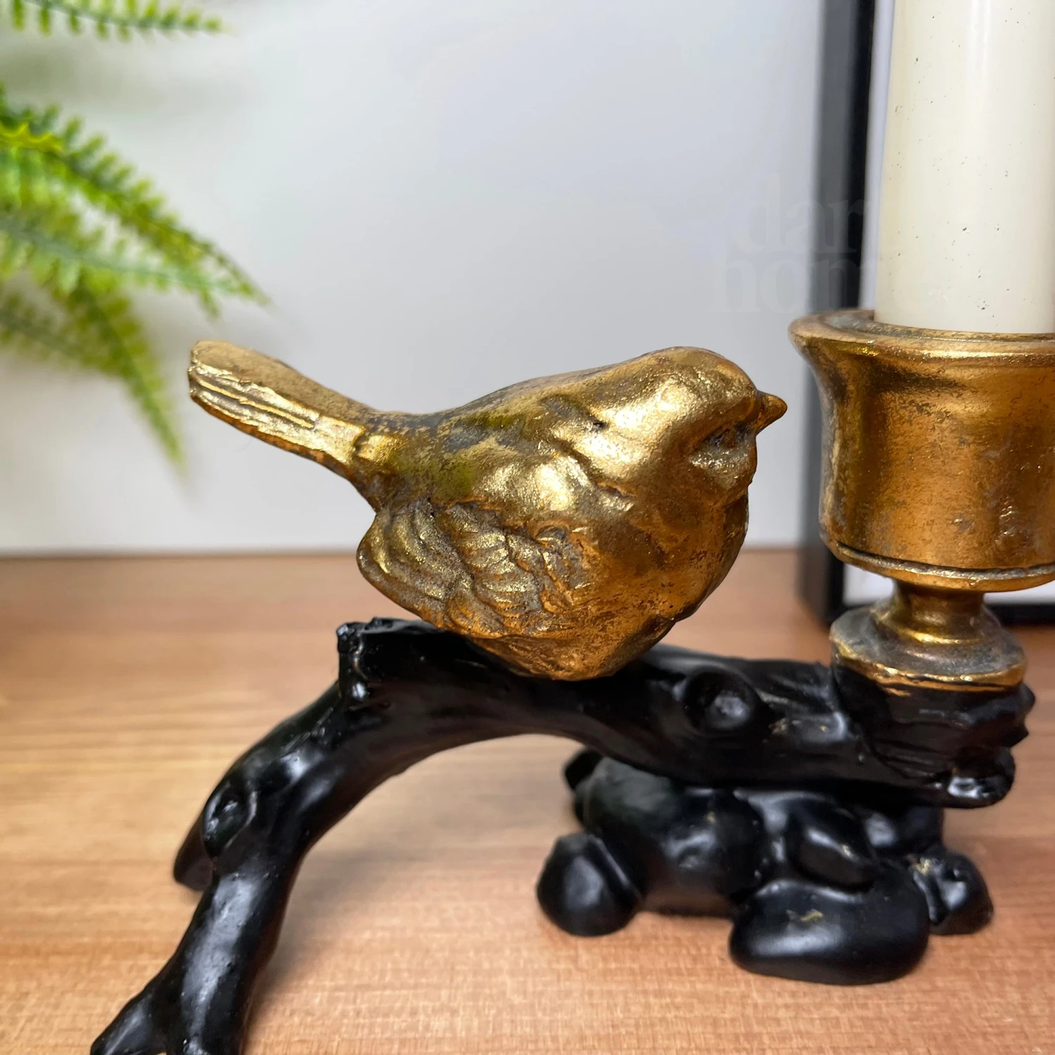 Gold Robin On Black Branch Candlestick Holder 3 Gold Robin On Black Branch Candlestick Holder - Image 3