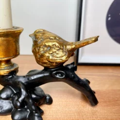 Gold Robin On Black Branch Candlestick Holder 12 Gold Robin On Black Branch Candlestick Holder -Home Decoration IMG E3681