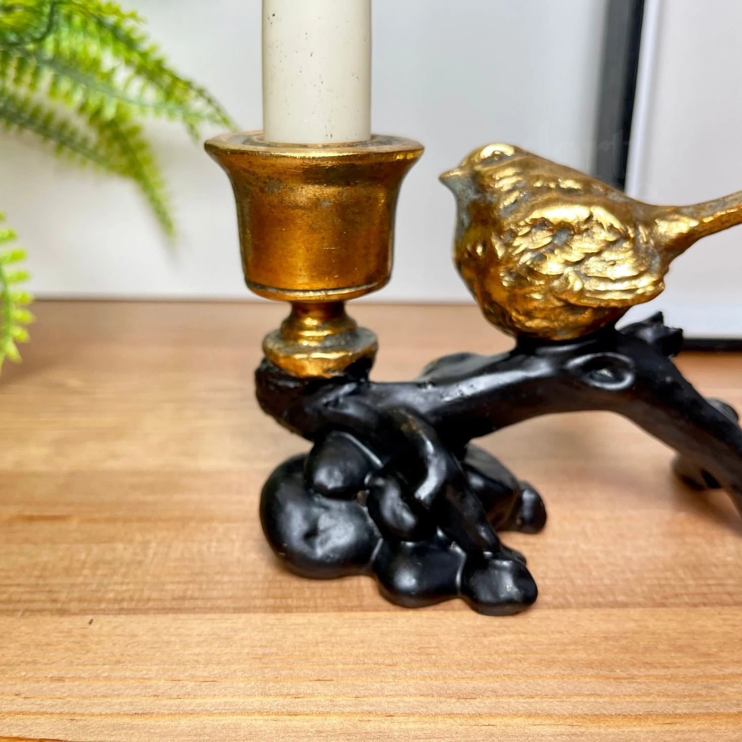Gold Robin On Black Branch Candlestick Holder 6 Gold Robin On Black Branch Candlestick Holder - Image 6