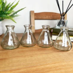 Set Of 4 Conical Bottle Bud Vases