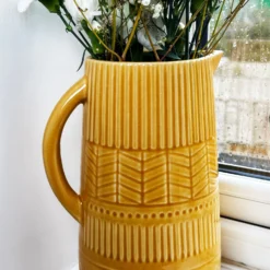 Mustard Patterned Jug Vase -Home Decoration IMG E3960