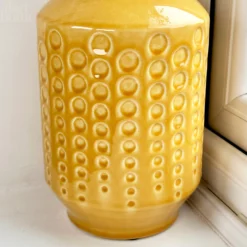 Mustard Round Indented Ceramic Vase -Home Decoration IMG E3976 ee638824 c843 4b50 9f98 b60c92ea7b1d