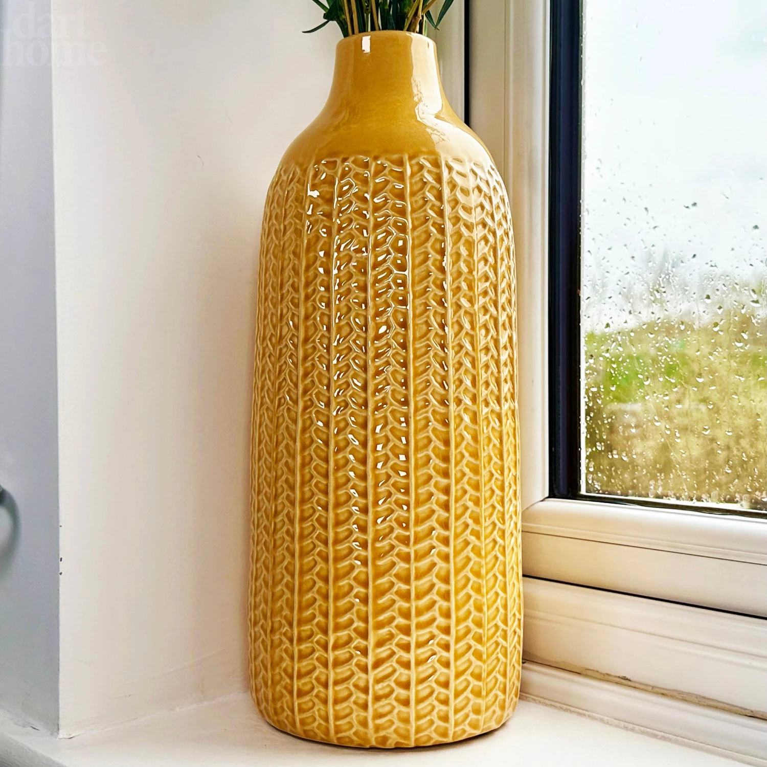 Mustard Chevron Ceramic Bottle Vase 1 Mustard Chevron Ceramic Bottle Vase