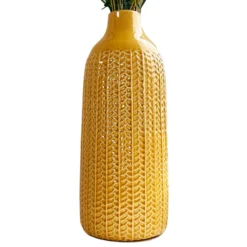 Mustard Chevron Ceramic Bottle Vase 11 Mustard Chevron Ceramic Bottle Vase -Home Decoration IMG E3981copy