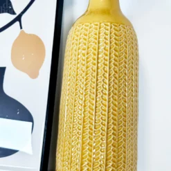 Mustard Chevron Ceramic Bottle Vase 8 Mustard Chevron Ceramic Bottle Vase -Home Decoration IMG E3987