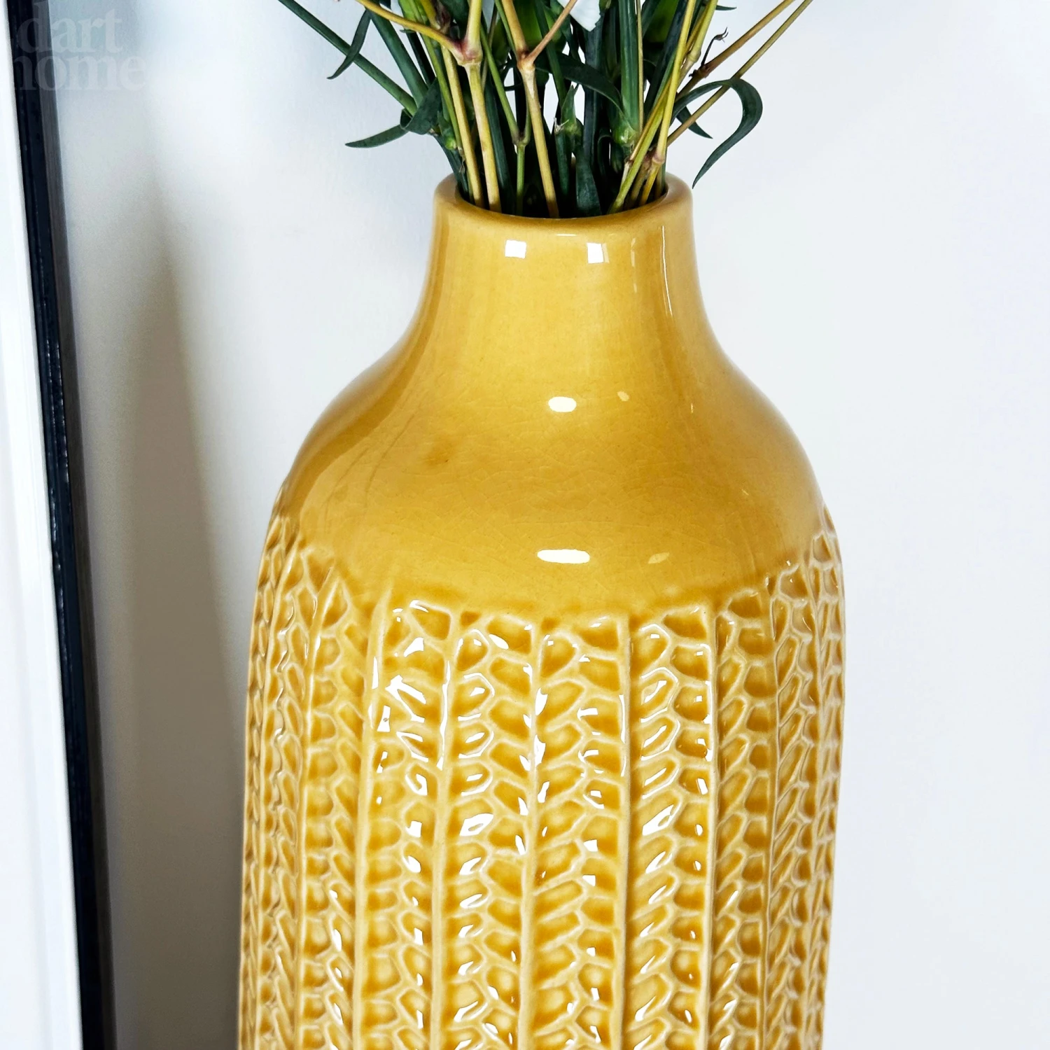 Mustard Chevron Ceramic Bottle Vase 4 Mustard Chevron Ceramic Bottle Vase - Image 4
