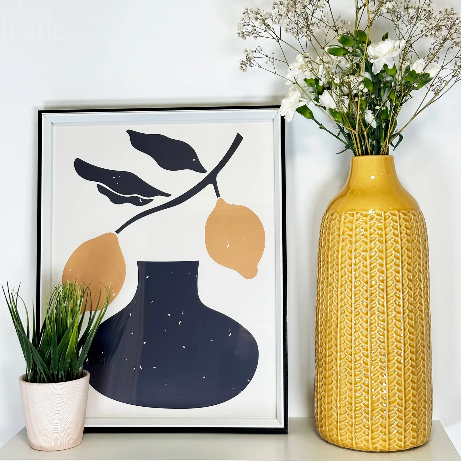 Mustard Chevron Ceramic Bottle Vase 5 Mustard Chevron Ceramic Bottle Vase - Image 5