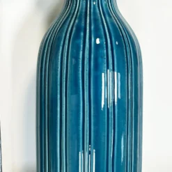 Blue Lined Ceramic Bottle Vase 8 Blue Lined Ceramic Bottle Vase -Home Decoration IMG E4001