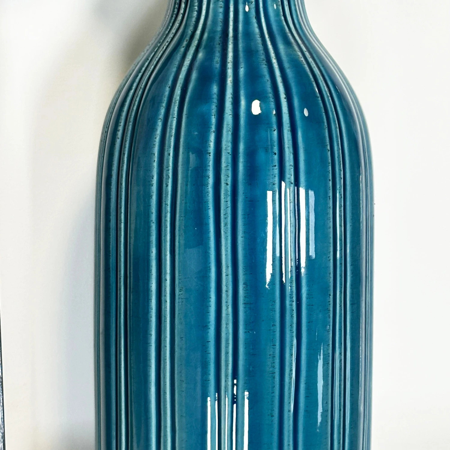 Blue Lined Ceramic Bottle Vase 4 Blue Lined Ceramic Bottle Vase - Image 4
