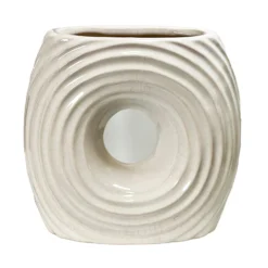White Ribbed Donut Vase -Home Decoration IMG E4046copy
