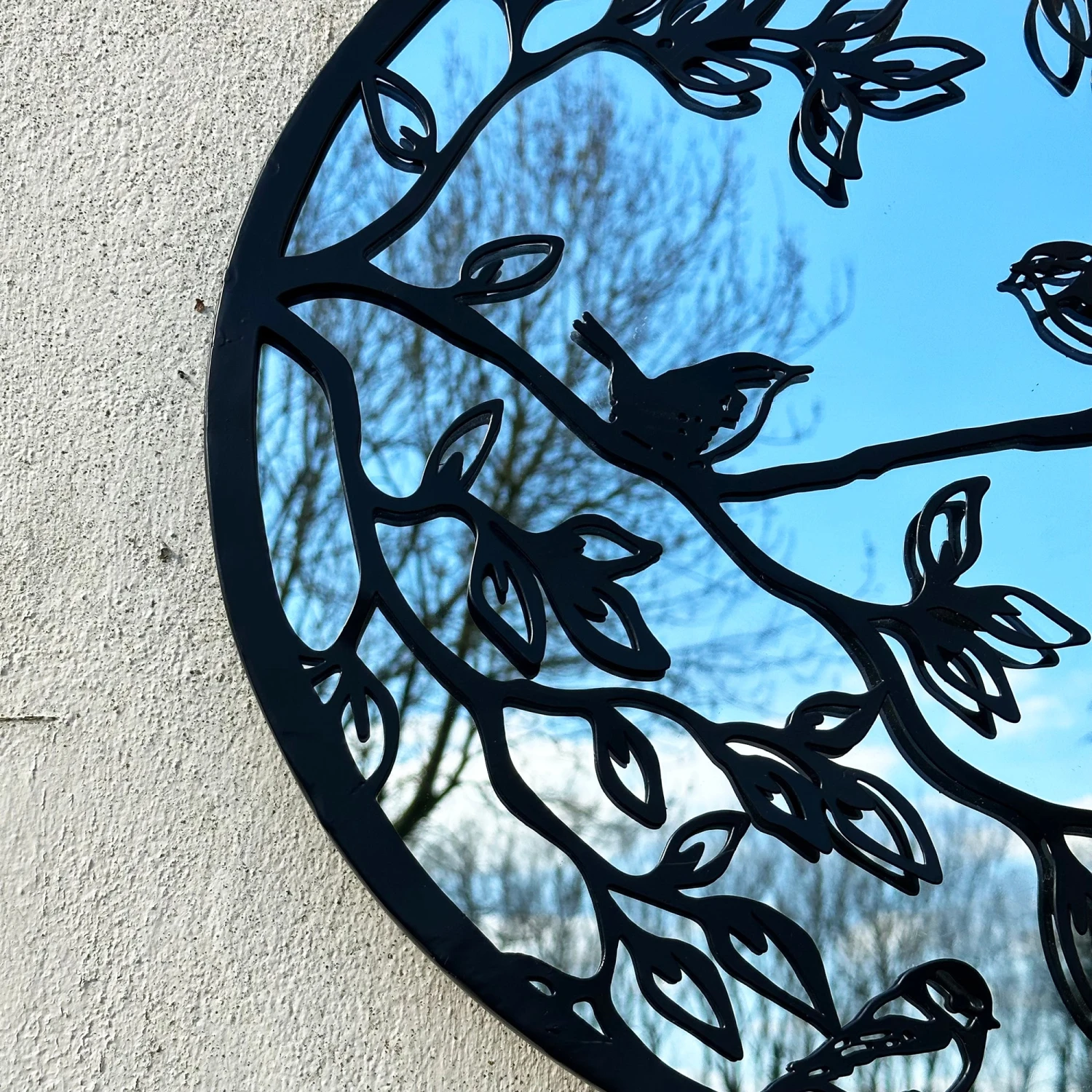 Black Bird On Branch Mirrored Wall Art 45cm 3 Black Bird On Branch Mirrored Wall Art 45cm - Image 3