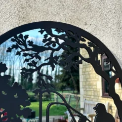 Black Fishing Boy Mirrored Wall Art 45cm -Home Decoration IMG E4211