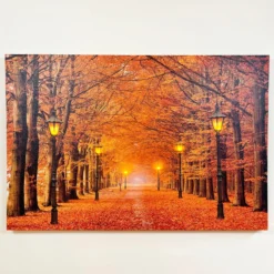 Rectangular Autumn Avenue LED Canvas Wall Art 60cm