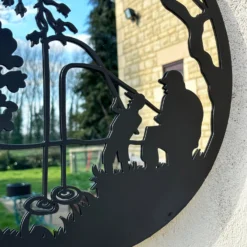 Black Fishing Boy Mirrored Wall Art 45cm -Home Decoration IMG E4213