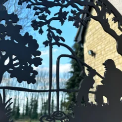 Black Fishing Boy Mirrored Wall Art 45cm -Home Decoration IMG E4214