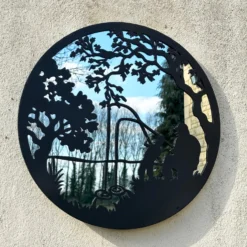 Black Fishing Boy Mirrored Wall Art 45cm -Home Decoration IMG E4215