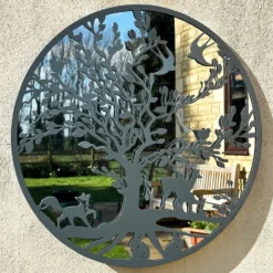 Grey Woodland Wildlife Mirrored Wall Art 60cm