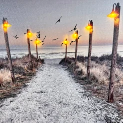 Seashore Beach LED Canvas Wall Art 40x40cm -Home Decoration IMG E4231 edited144