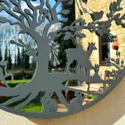 Grey Woodland Wildlife Mirrored Wall Art 60cm -Home Decoration IMG E4234