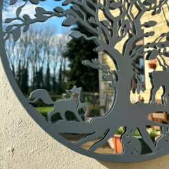 Grey Woodland Wildlife Mirrored Wall Art 60cm -Home Decoration IMG E4235