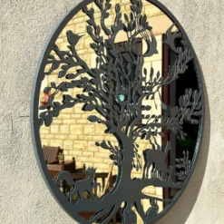 Grey Woodland Wildlife Mirrored Wall Art 60cm -Home Decoration IMG E4237